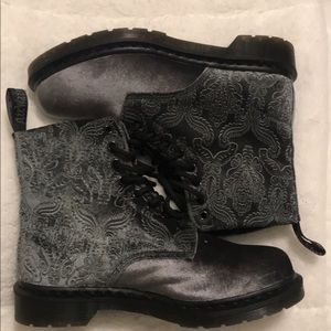 Dr. Martens Gray Paisley Combat Boots